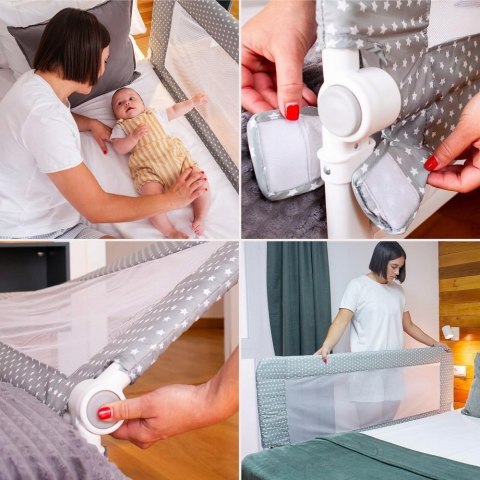 Barierka do łóżka Interbaby składana 150 cm szara