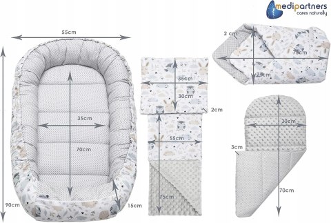 Kokon niemowlęcy Medi Partners bawełna 5 elementów