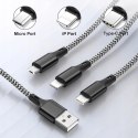 Kabel 3w1 Raviad USB - USB typ C / microUSB / Lightning 1,2 m