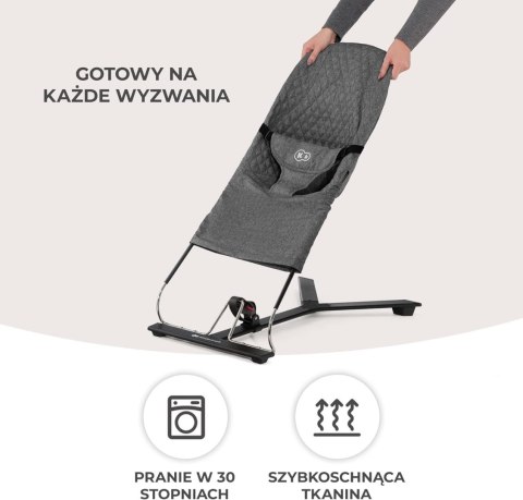 KinderKraft MIMI, Leżaczek Bujaczek, Pałąk z zabawkami, Grey