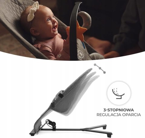 KinderKraft MIMI, Leżaczek Bujaczek, Pałąk z zabawkami, Grey