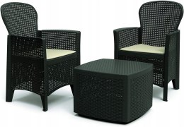 Zestaw mebli ogrodowych tworzywo sztuczne Decor4you szary 3 el.