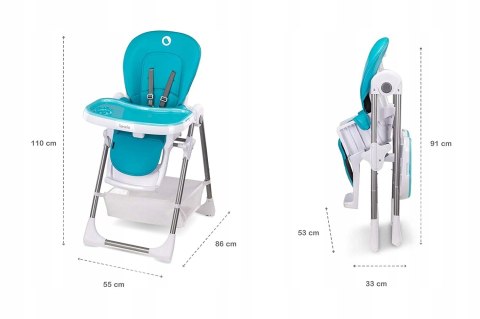 Krzesełko do karmienia Lionelo Linn Plus Turquoise