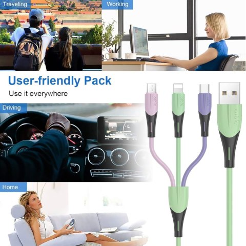 Kabel RAVIAD 3w1 LIGHTNING/ USB-C /MICROUSB