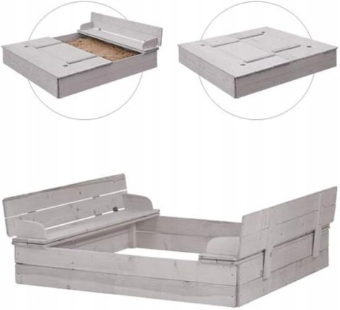 Roba Piaskownica z pokrywą rozkładana na 2 ławki Drewno