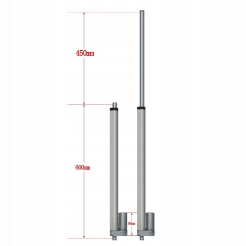 Silnik liniowy skokowy 18" 450 mm 12 V 330 lbs maksymalny podnośnik