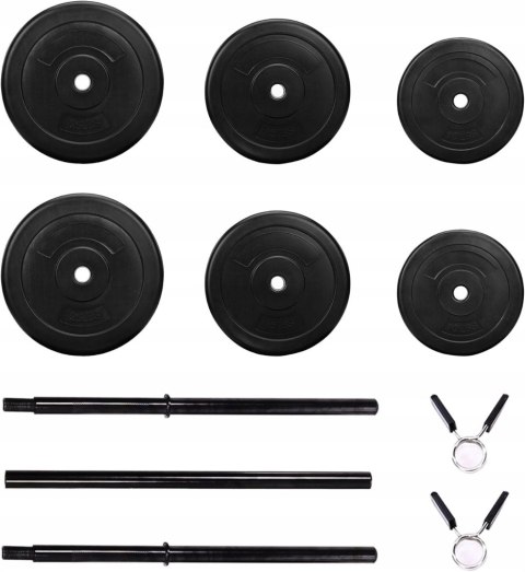 Zestaw ciężarków Fitvids z sześcioma talerzami i sztangą 45,4 kg