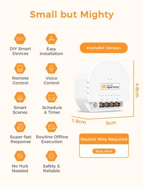 Inteligentny przełącznik WLAN Refoss MSS810 Apple HomeKit 2,4GHz 2 szt.