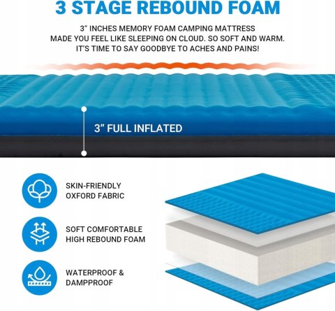 KingCamp Samopompująca karimata izolowany materac kempingowy podwójny