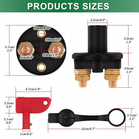 Bolatus wyłącznik do akumulatora samochodowego 12 V / 24 V