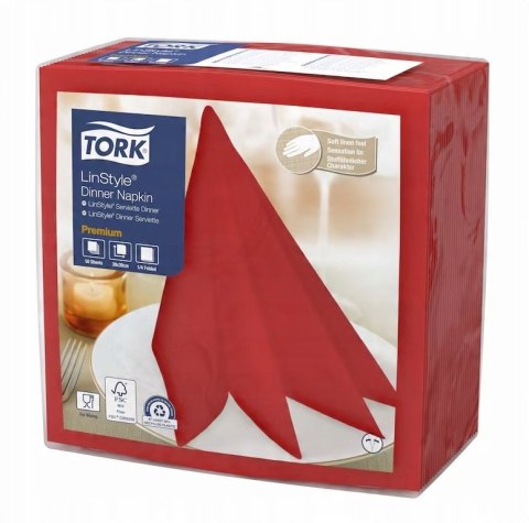 Serwetka obiadowa Tork Premium LinStyle Red 12 paczek po 50szt