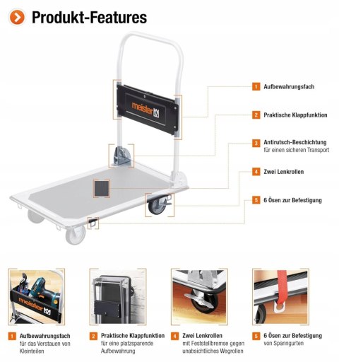 Wózek platformowy składany z hamulcem maks. 150 kg
