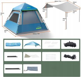 Overmont Instant Pop Up Namiot Kempingowy Niebieski L