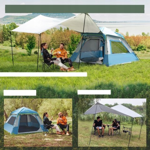 Overmont Instant Pop Up Namiot Kempingowy Niebieski L