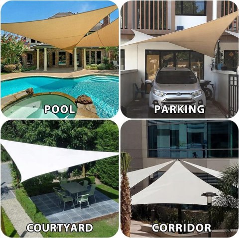 HENG FENG Żagiel Przeciwsłoneczny Wodoodporny Trójkątny PES 3x3x3m