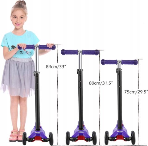 Hulajnoga WeSkate Różowa 3 kołowa Led