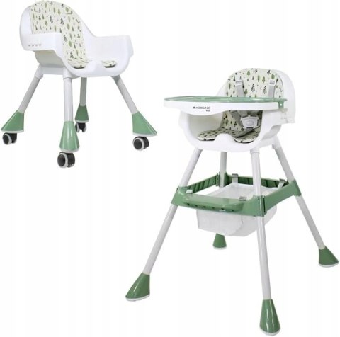 KRZESEŁKO DO KARMIENIA MOBICLINIC FOREST 2w1 BIAŁO-ZIELONY