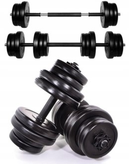 A2Z SPORT Hantle regulowane bitumiczne sztanga 20kg zestaw hantli 2w1