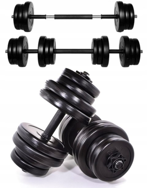 A2Z SPORT Hantle regulowane bitumiczne sztanga 20kg zestaw hantli 2w1