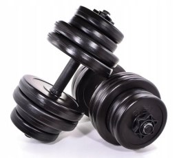A2Z SPORT Hantle regulowane bitumiczne sztanga 20kg zestaw hantli 2w1