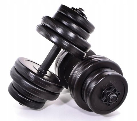 A2Z SPORT Hantle regulowane bitumiczne sztanga 20kg zestaw hantli 2w1