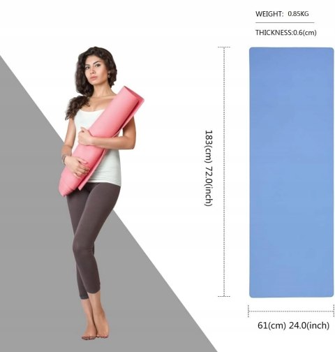 MATA GIMNASTYCZNA DO ĆWICZEŃ JOGI PILATESU FITNESS 183x61 CM