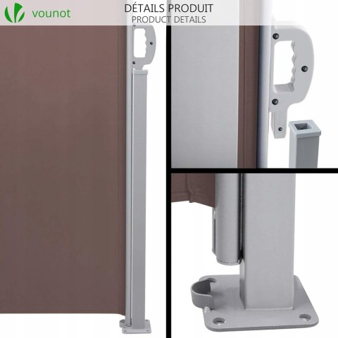 Markiza boczna VOUNOT 140 x 300 cm, brązowa