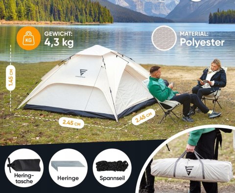 SCHNEIDERFREUDE XXL Quicktent 245 x 245 x 145 cm wodoszczelny 2-4 osobowy