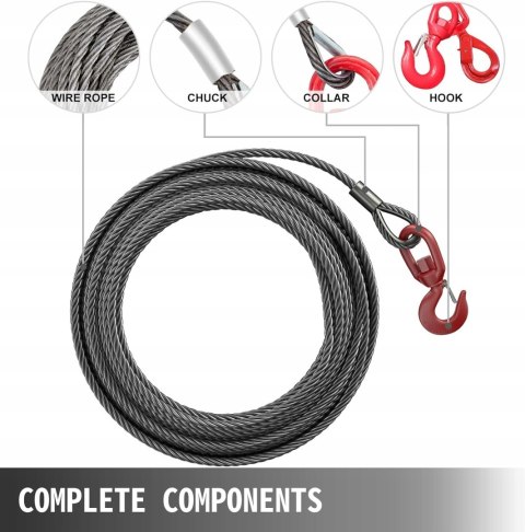 Stalowa linka do wyciągarki Mophorn 1,9 cm x 1,5 m