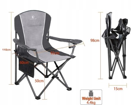 ALPHA CAMP DUŻE SKŁADANE KRZESŁO KEMPINGOWE TURYSTYCZNE PRZENOŚNE
