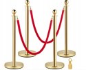Słupki odgradzające, złote, czerwone liny, hotele, imprezy, 1,5m, 2szt