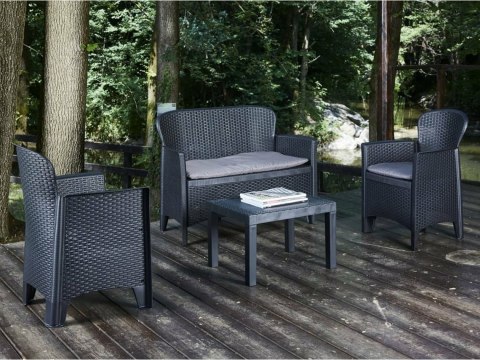 Zestaw mebli ogrodowych tworzywo sztuczne Progarden czarny 4 el.