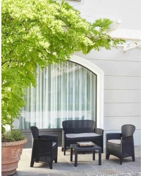 Zestaw mebli ogrodowych tworzywo sztuczne Progarden czarny 4 el.