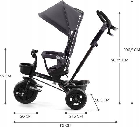 ROWEREK TRÓJKOŁOWY KinderKraft obrotowy AVEO Grey