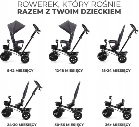 ROWEREK TRÓJKOŁOWY KinderKraft obrotowy AVEO Grey