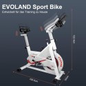 Rower treningowy EVOLAND z 8-poziomową regulacją oporu, biały