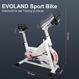 Rower treningowy EVOLAND z 8-poziomową regulacją oporu, biały