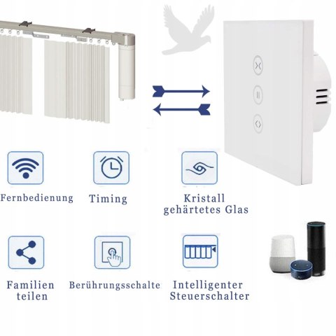 Jinvoo Bezprzewodowy przełącznik dotykowy Zasłony Smart