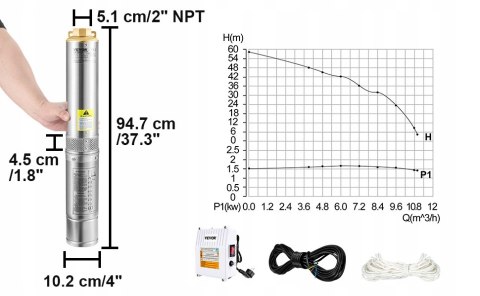 Pompa Zestaw Hydroforowy Vevor 1100 W 11400 l/h