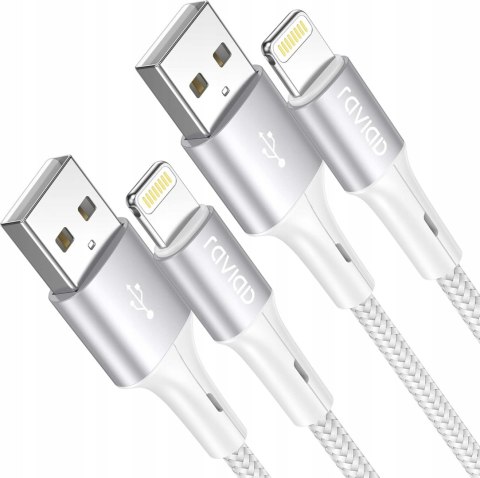 2x Kabel RAVIAD USB - Apple Lightning 3 m biały