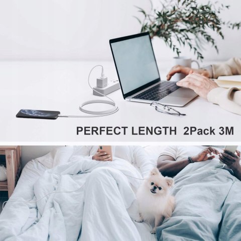 2x Kabel RAVIAD USB - Apple Lightning 3 m biały