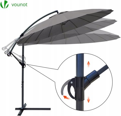 Parasol z wysięgnikiem Vounot szary 300 x 250cm