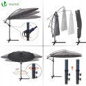 Parasol z wysięgnikiem Vounot szary 300 x 250cm