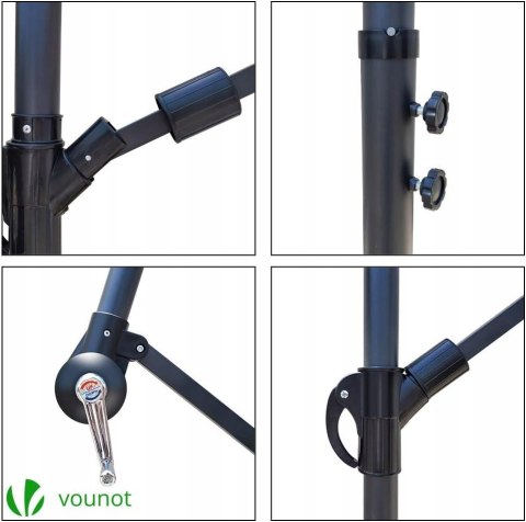 Parasol z wysięgnikiem Vounot szary 300 x 250cm