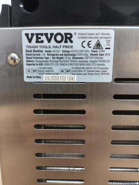 VEVOR Slushy Maker 3L Komercyjna Maszyna Do Napojów Do Lodziarni I Kawiarni