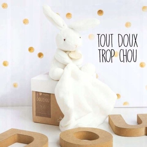 Doudou and Company - Doudou Lapin chusterze - White - Flower Box - 303