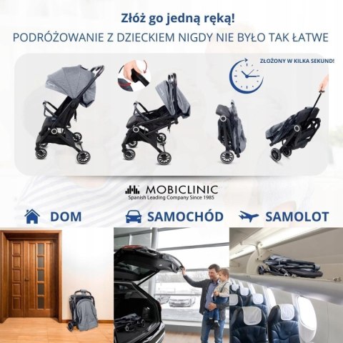 WÓZEK SPACEROWY ULTRAKOMPAKTOWY SKŁADANY AMORTYZACJA MOBICLINIC KIDS