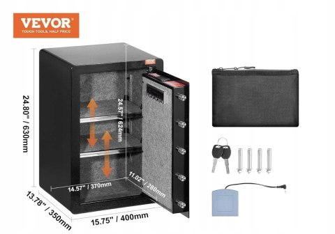 L555 VEVOR Sejf Jednodrzwiowy z kluczem i kodem 99L 40x35x63cm