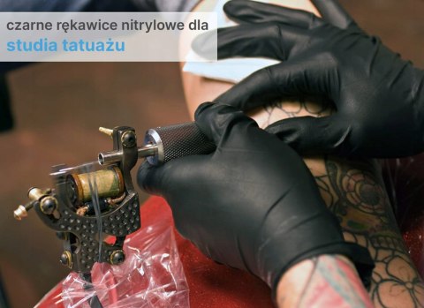 RĘKAWICE NITRYLOWE BEZPUDROWE 100 SZT CZARNE L