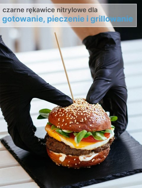 RĘKAWICE NITRYLOWE BEZPUDROWE 100 SZT CZARNE L